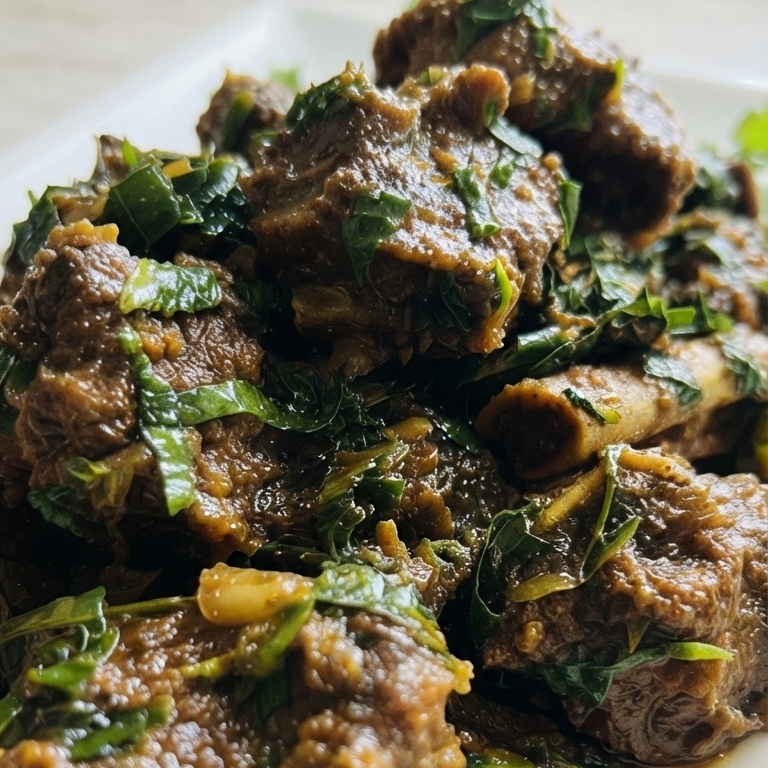 Umahlanganisa, beef and greens